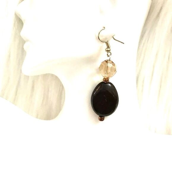 Neutral tone drop earrings - Picture 1 of 2